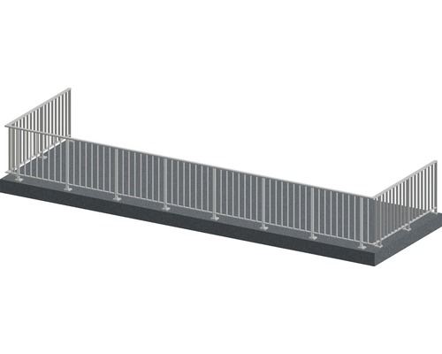 Pertura Geländer-Komplettset Triton taupe U-Form Aluminium für Bodenmontage 12 m