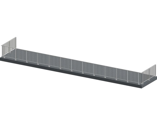 Pertura Geländer-Komplettset Triton taupe U-Form Aluminium für Bodenmontage 17 m