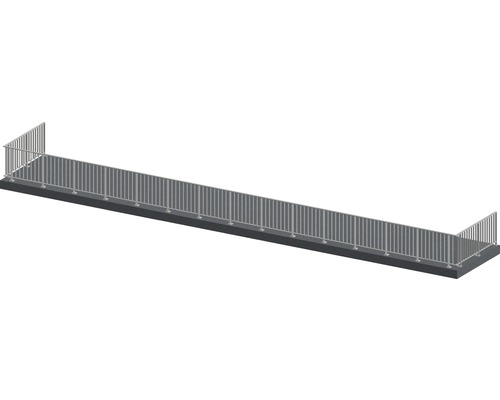 Pertura Geländer-Komplettset Triton taupe U-Form Aluminium für Bodenmontage 19 m