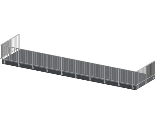 Pertura Geländer-Komplettset Triton anthrazit U-Form Aluminium für Seitenmontage 14 m