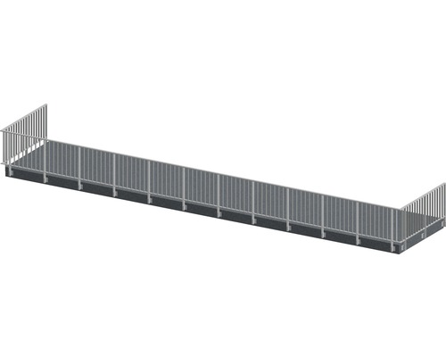 Pertura Geländer-Komplettset Triton anthrazit U-Form Aluminium für Seitenmontage 16 m