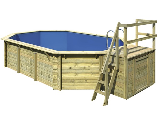 Holzpool mit Leiter und Plattform