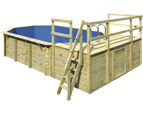 Holzpool mit Leiter und Stahlwandbecken