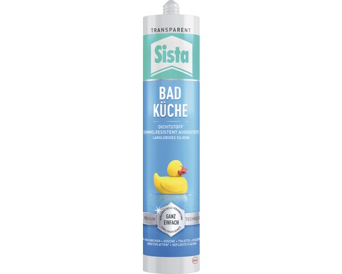 Spachtelmasse Sista Bad & Küche Kartusche transparent Sista Bad Küche Dichtstoff, transparent, zur Anwendung in Bad und Küche