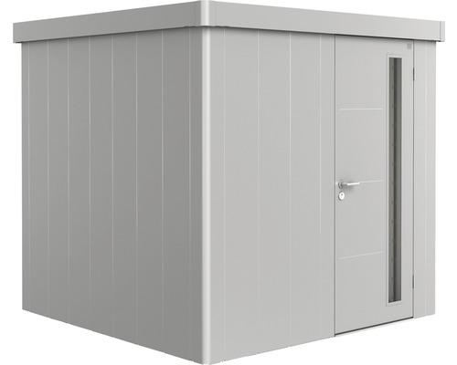 Gerätehaus Biohort Neo 2B Standardtür 236 x 236 cm silber-metallic Gartenschrank aus Metall mit Tür und Fenster