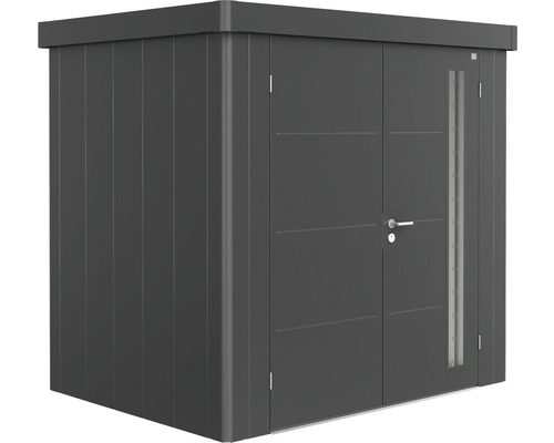 Gerätehaus Biohort Neo 1B Doppeltür 236 x 180 cm dunkelgrau-metallic Metall Gartenhaus mit Doppeltür und Seitenfenster