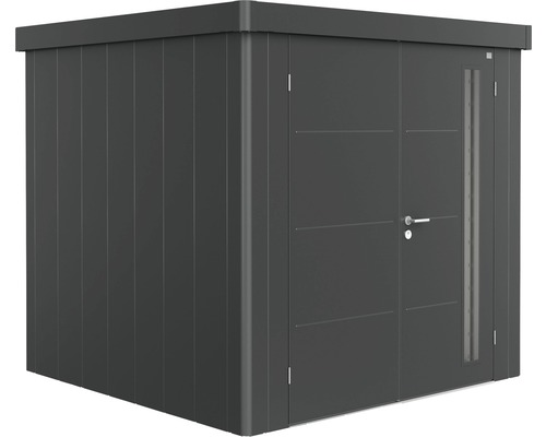 Gerätehaus Biohort Neo 2B Doppeltür 236 x 236 cm dunkelgrau-metallic Metall Gerätehaus mit Tür und Fenster