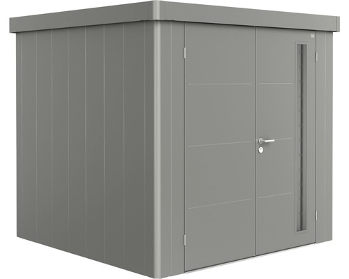 Gerätehaus Biohort Neo 2B Doppeltür 236 x 236 cm quarzgrau-metallic Metall Gerätehaus mit Doppeltür und Seitenfenster