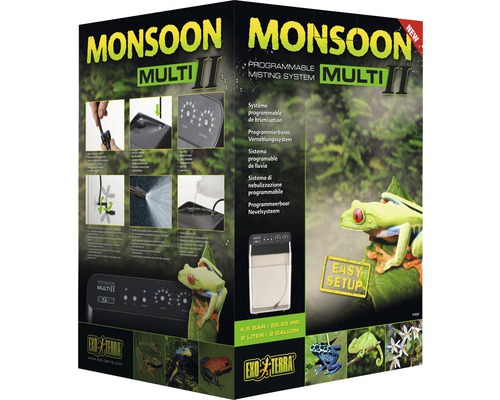 Luftbefeuchter Exo Terra Monsoon Multi II 8 l Reservoir Verpackung des programmierbaren Vernebelungssystems Monsoon Multi II für Terrarien