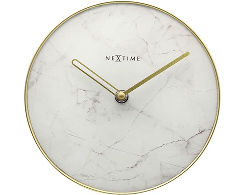 Nextime Wanduhr mit Marmoroptik und goldenen Zeigern