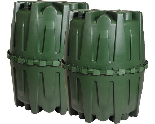 Erdtank 4rain Herkules Regenwassertank-Set 3200 L Zwei Regentonnen aus Kunststoff