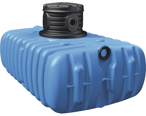 Flachtank 4rain Flat S Paket 6000 L Garten Blaue Regenwasserzisterne aus Kunststoff mit schwarzem Deckel