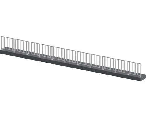 Pertura Geländer-Komplettset Triton taupe G-Form Aluminium für Bodenmontage 11 m Metallgeländer auf einer Betonfläche