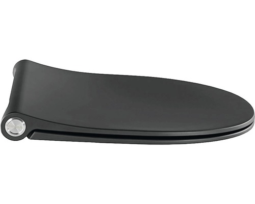 Schwarzer Toilettensitz aus Kunststoff mit Edelstahlscharnier