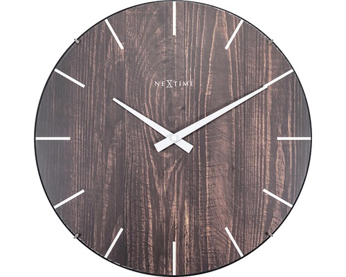 Wanduhr Edge-Wood-Dome Kunststoff braun Ø 35 cm