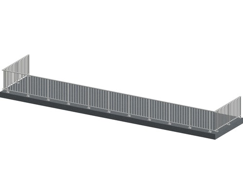 Pertura Geländer-Komplettset Triton taupe U-Form Aluminium für Bodenmontage 16 m