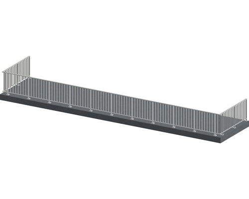 Pertura Geländer-Komplettset Triton taupe U-Form Aluminium für Bodenmontage 16 m Balkongeländer aus Metall auf Beton