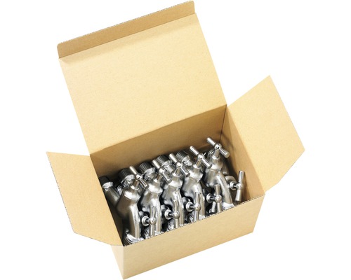 Wasserhahn GEKA 3/4" MS mit CR matt Tülle PROFIPACK, 10 Stück Offener Karton mit mehreren Wasserhähnen