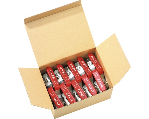 P-Kugelhahn GEKA 2x IG G3/4" PROFIPACK, 10 Stück Mehrere GEKA Kugelhähne in einem Karton.