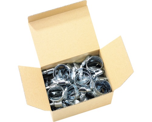 Schlauchschellen GEKA W1, 12-22mm x 9mm PROFIPACK, 50 Stück Offener Karton mit Schlauchschellen