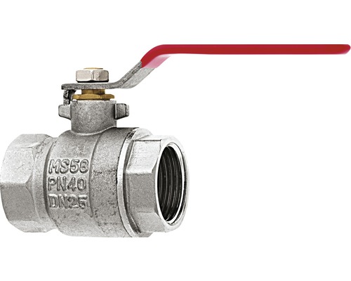 Kugelhahn aus Messing mit rotem Griff