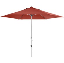 Quadratischer Sonnenschirm mit silberfarbenem Gestell