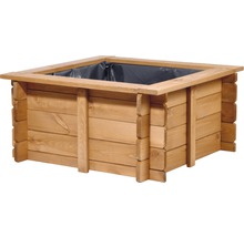 Quadratischer Pflanzkasten aus Holz mit Folie
