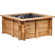 Quadratischer Pflanzkasten aus Holz mit Folie