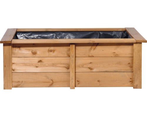Hochteich, Hochbeet dobar Kubus 200 l 120 x 72 x 42 cm braun Holz Pflanzkasten mit Folie