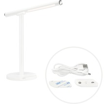 Weiße Schreibtischlampe mit LED-Leuchtmittel, USB-Kabel und Montagezubehör