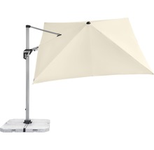 Freiarm-Sonnenschirm mit quadratischer Bespannung und Sockel