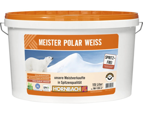 HORNBACH Wandfarbe Meister Polarweiß spritzfrei konservierungsmittelfrei 15 L