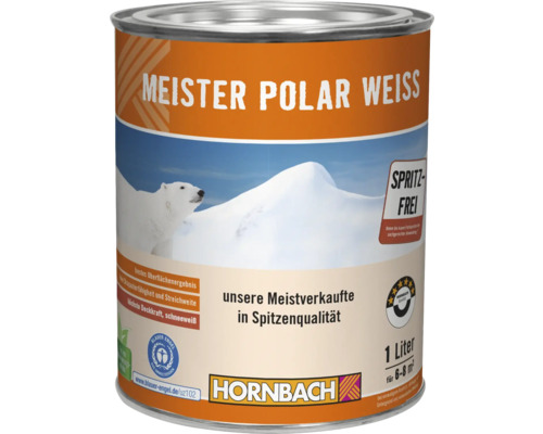 HORNBACH Wandfarbe Meister Polarweiß spritzfrei konservierungsmittelfrei 1 L