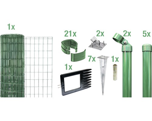 Zaunkomplett-Set ALBERTS Fix-Clip Pro-Set mit Bodenhülsen 10 x 0,81 m grün