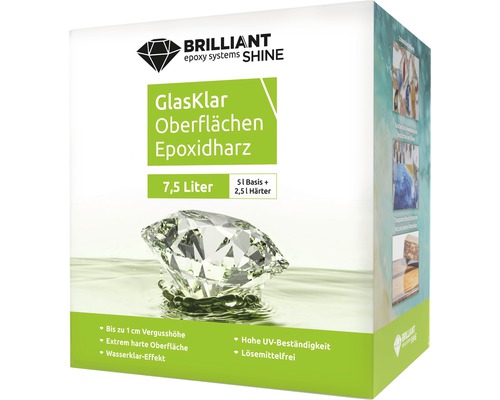 Brilliant Shine Glasklar Oberflächen Epoxidharz 7,5 Liter Verpackung