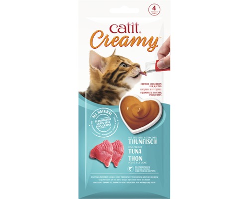 Katzensnack cat it Creamy Thunfisch 4-er Pack 40 g Catit Creamy Katzensnack mit Thunfisch, getreidefrei, 4 Stück