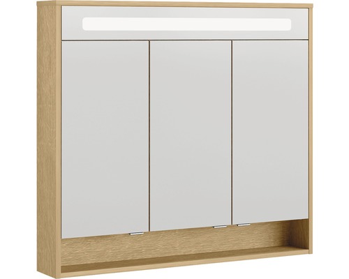 Spiegelschrank FACKELMANN Natura 93,5 x 15,5 x 84 cm ast-eiche 3-türig LED IP 20