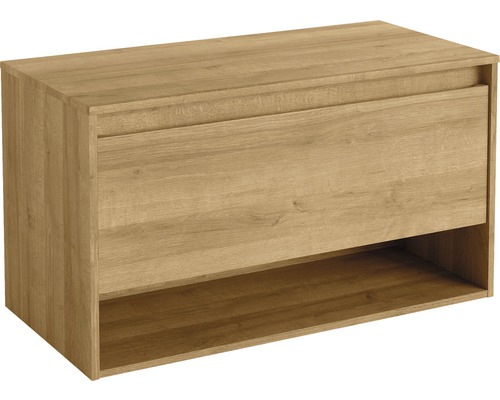 Waschbeckenunterschrank aus Holz mit Schublade und Ablage