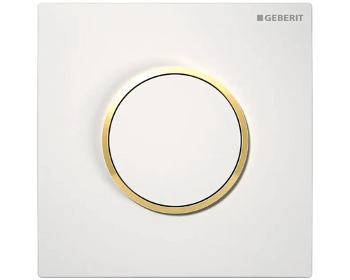 Urinalsteuerung GEBERIT Typ 10 pneumatisch Platte weiß glänzend / Dekorring gold 	116.015.KK.1
