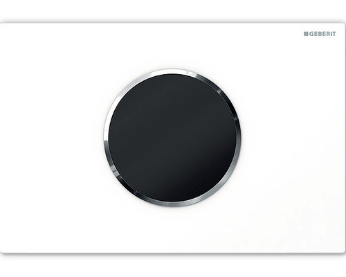 Betätigungsplatte GEBERIT Sigma 10 HyTronic WC-Steuerung berührungslos Batteriebetrieb Platte weiß glänzend / Dekorring chrom 115.908.KJ.1