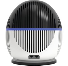 Ventilator mit vertikalen Streifen auf rundem Sockel