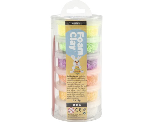 Foam Clay Set für Ostern mit sechs Farben in durchsichtiger Verpackung