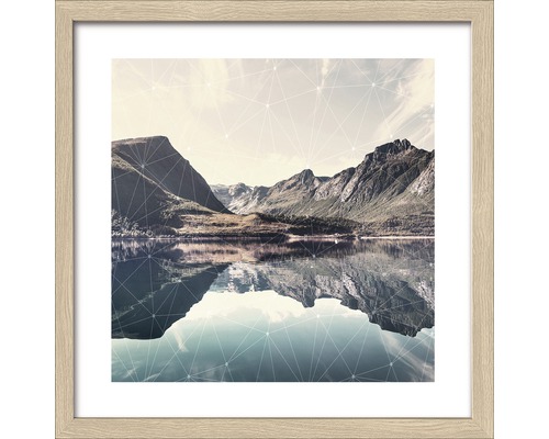Gerahmtes Bild Nordic Lake 28x28 cm Gerahmtes Bild mit Berglandschaft und See