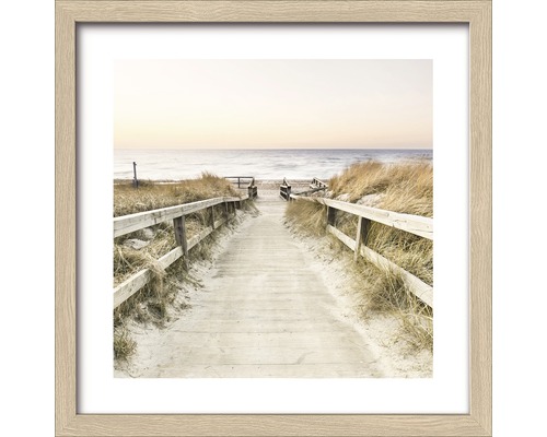 Gerahmtes Bild Sundown I 28x28 cm Gerahmtes Bild mit Strandmotiv und Holzsteg
