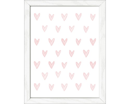 Gerahmtes Bild Pink Hearts 19x24 cm Gerahmtes Bild mit Herzmuster als Wanddekoration