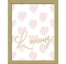 Gerahmtes Bild mit dem Schriftzug L''amour und Herzmotiven