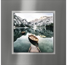 Wanddekoration mit Bergsee-Motiv und Booten