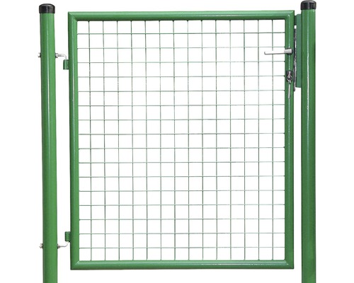 Einzeltor Wellengitter 100 x 80 cm inkl. Pfosten Ø 6 cm und Zubehör grün Grünes Gartentor mit Maschendraht und abschließbarem Griff