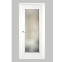 Pertura Zimmertür Kajsa 02 weißlack 106x220 mit Lichtausschnitt inkl. Glas satiniert weiß 4 mm DIN Rechts mit MAGNET-Schloss und Kante Aluminium eloxiert-thumb-0