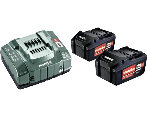 Akku-Set Metabo 18V Li-Ion (5,2 Ah) 2x Akkus und Ladegerät Metabo Akku-Ladegerät mit zwei Akkus